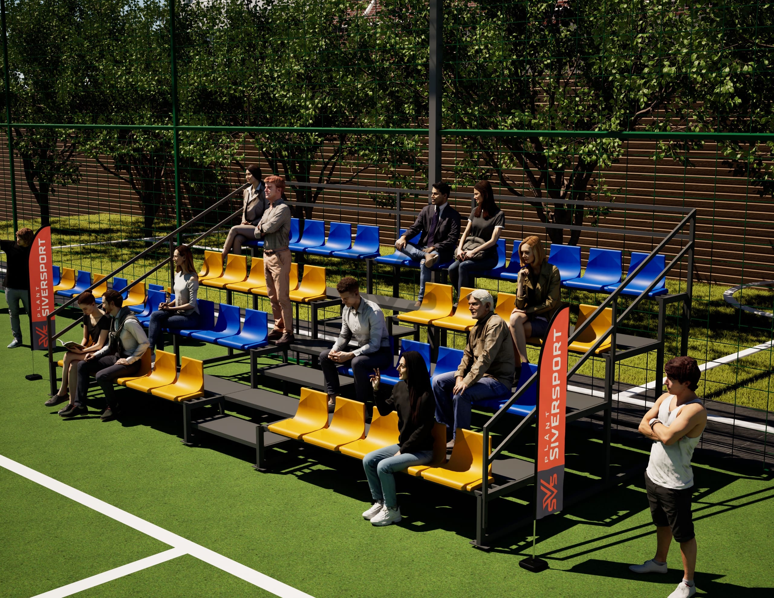 Grandstands and benches